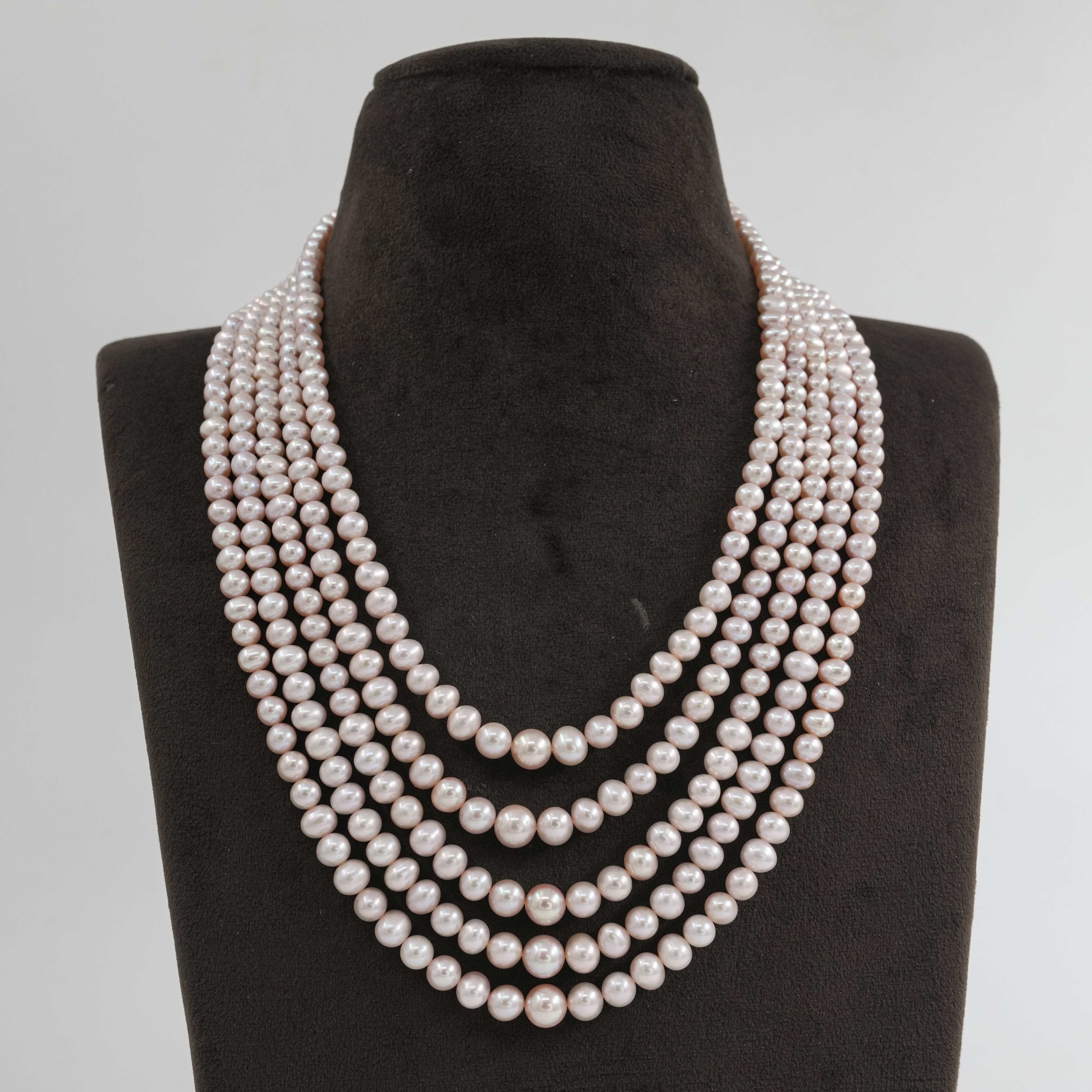 The Pearl Atelier by Kabra Pearls - Natural Fresh Water Pearl Peach Ranihar Necklace